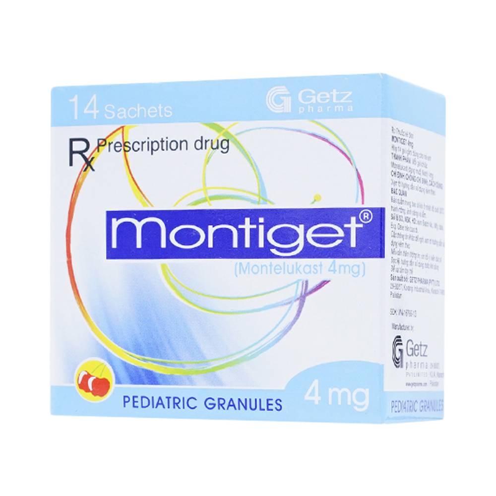Hình ảnh Thuốc cốm Montiget 4mg Getz điều trị hen suyễn ở trẻ em (14 gói)