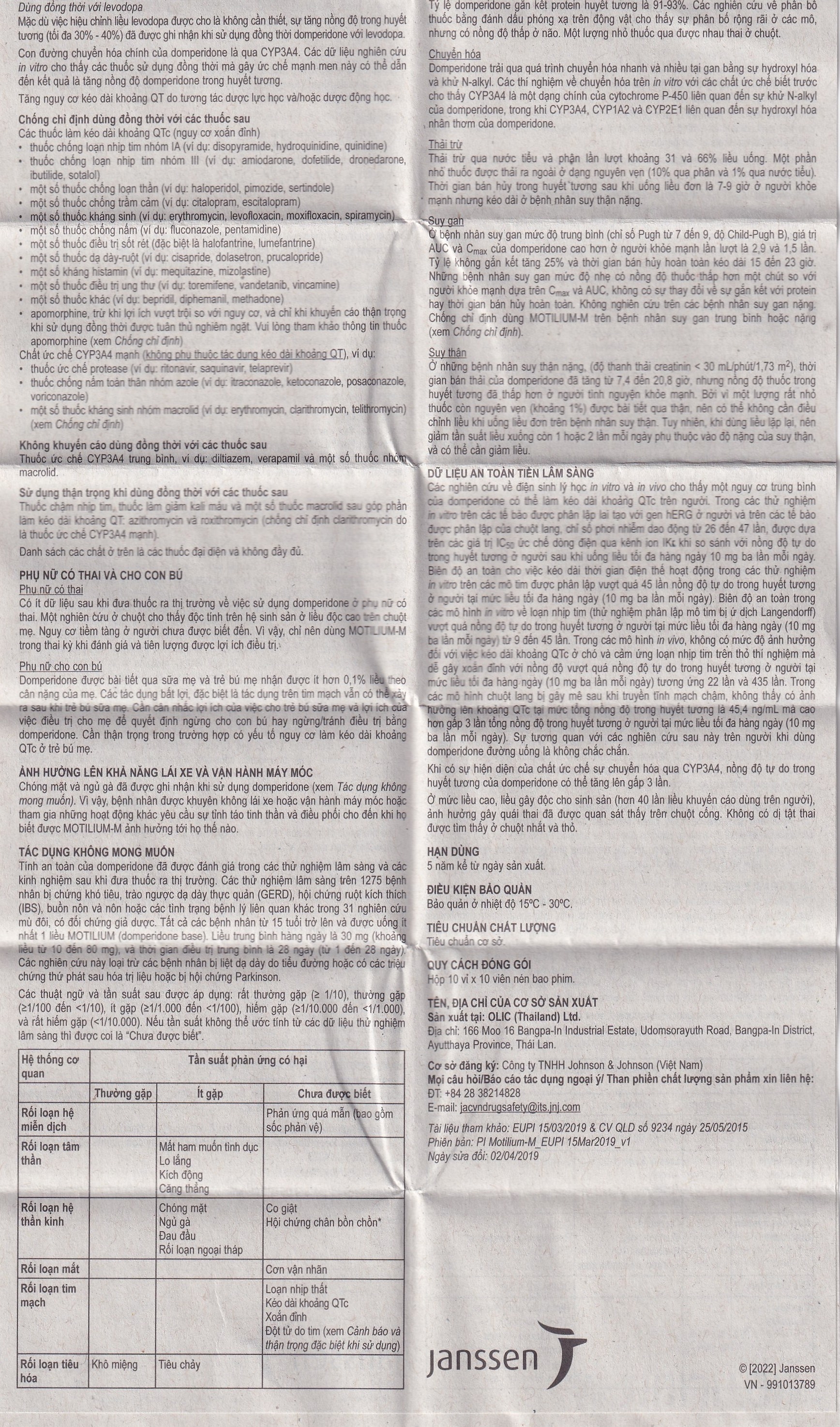 Hình ảnh Viên nén Motilium-M Janssen điều trị triệu chứng nôn và buồn nôn (10 vỉ x 10 viên)
