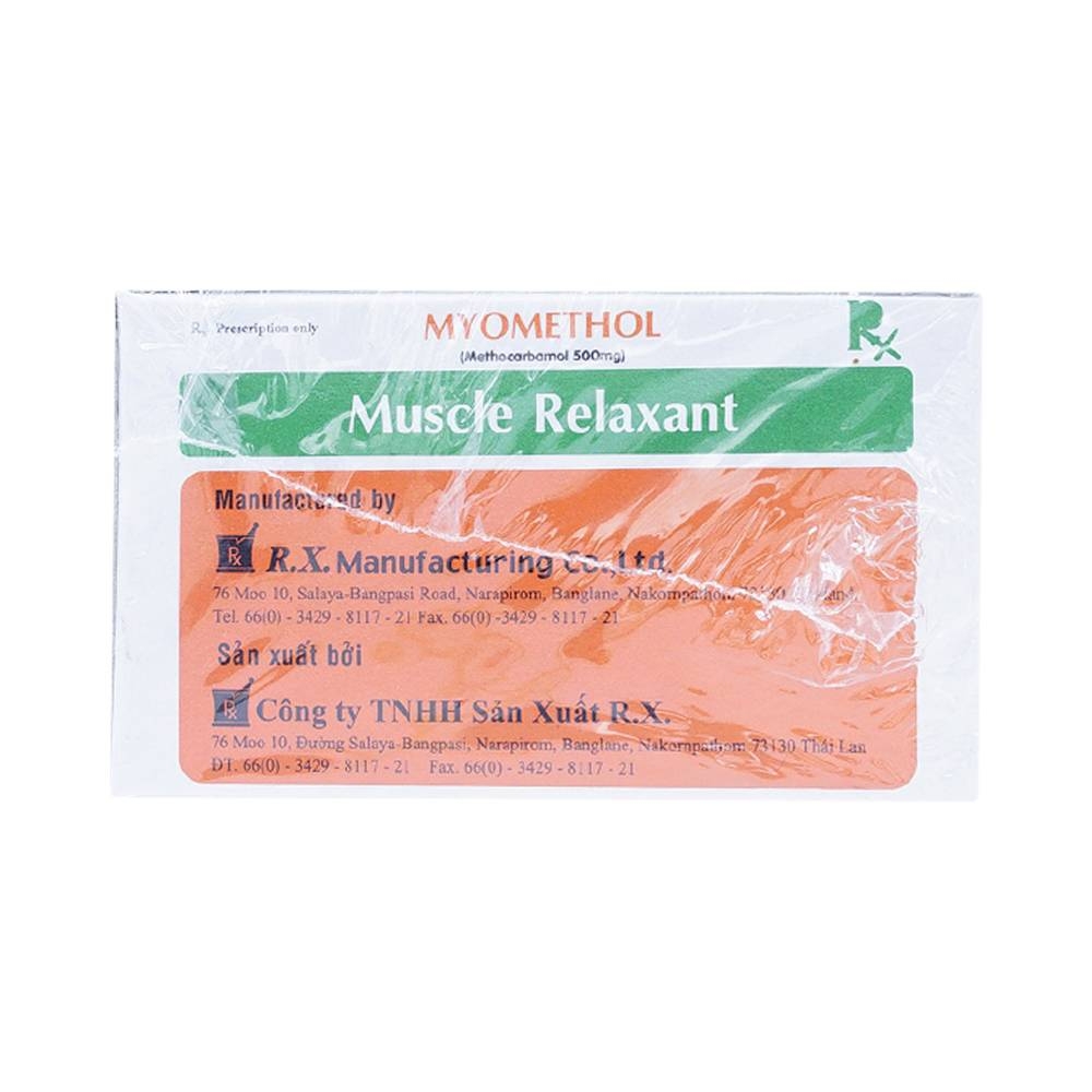 Hình ảnh Viên nén Myomethol 500mg R.X điều trị đau lưng cấp tính do co thắt cơ (10 vỉ x 10 viên) 