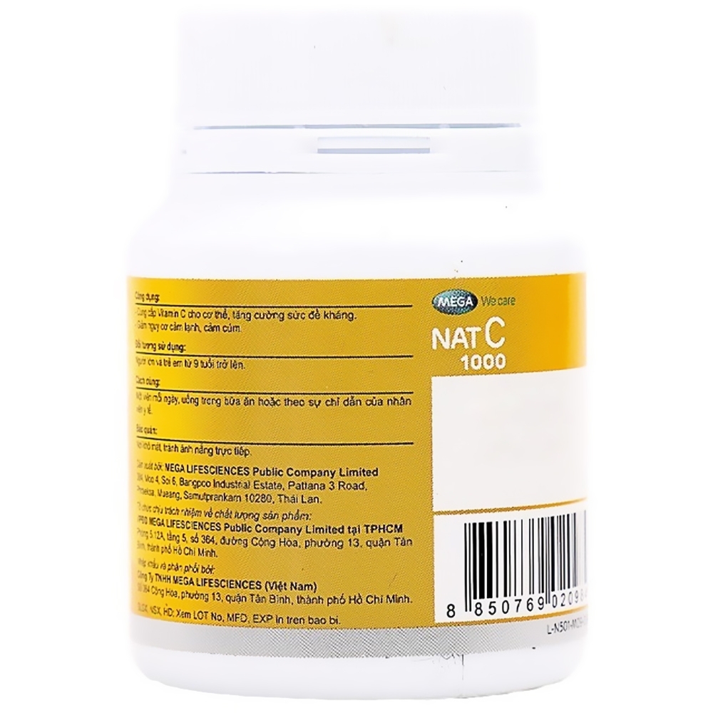 Hình ảnh Viên uống Nat C 1000 cung cấp vitamin C cho cơ thể, tăng cường sức đề kháng (30 viên)
