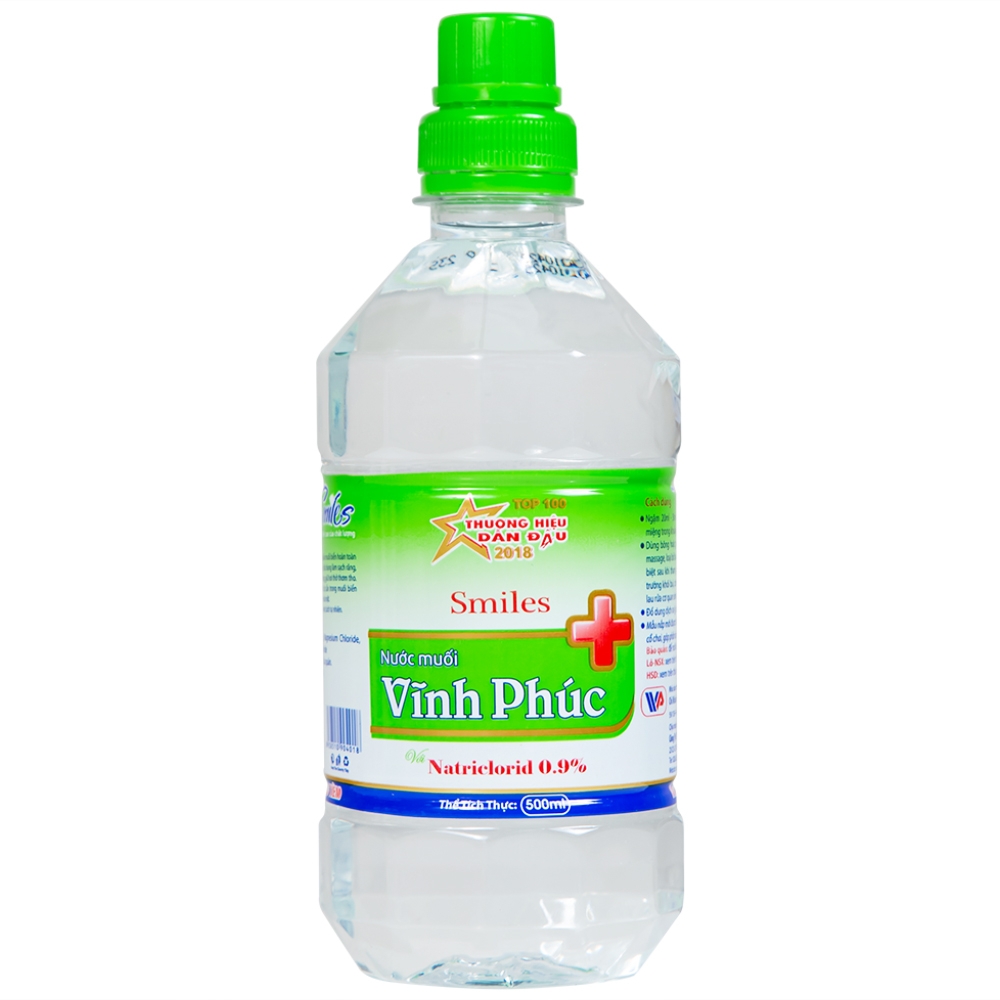 Hình ảnh Nước muối Vĩnh Phúc Natriclorid 0.9% làm sạch răng, khử mùi hôi khoang miệng (500ml)