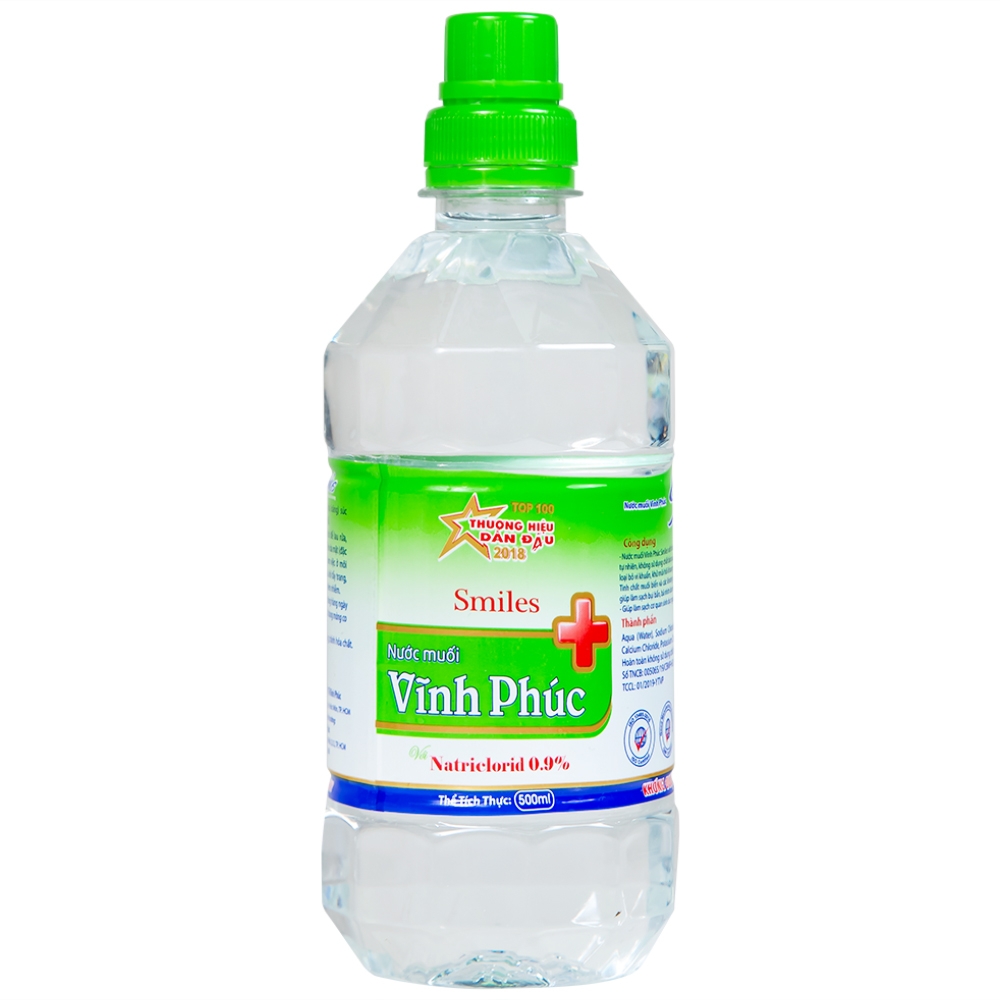 Hình ảnh Nước muối Vĩnh Phúc Natriclorid 0.9% làm sạch răng, khử mùi hôi khoang miệng (500ml)