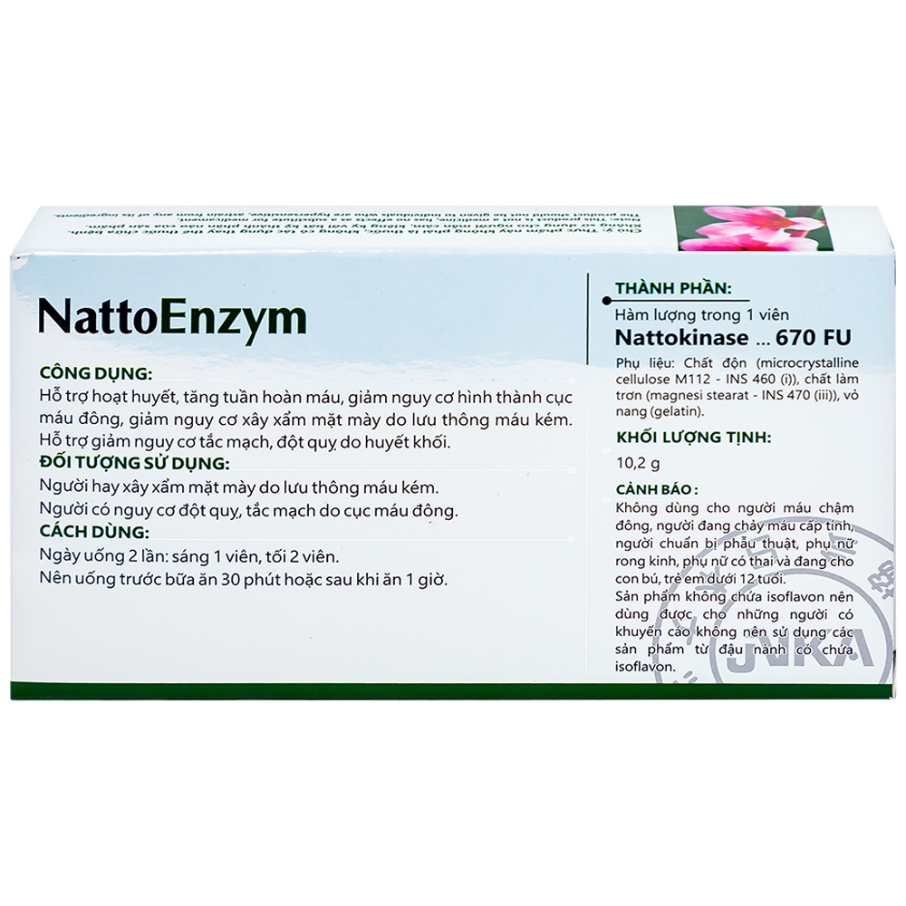 Hình ảnh Viên uống NattoEnzym DHG hỗ trợ hoạt huyết, tăng tuần hoàn máu (3 vỉ x 10 viên)
