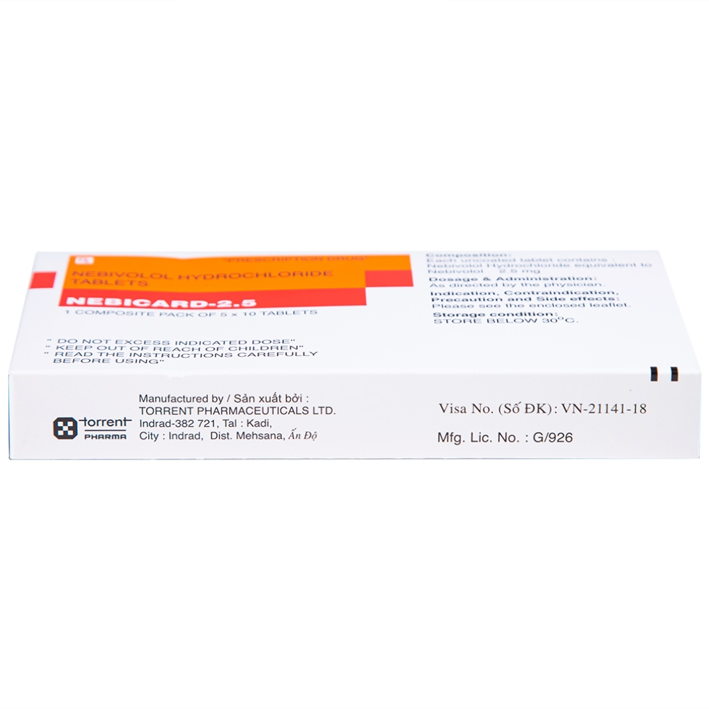 Hình ảnh Viên nén Nebicard 2.5 Torrent điều trị tăng huyết áp (5 vỉ x 10 viên)