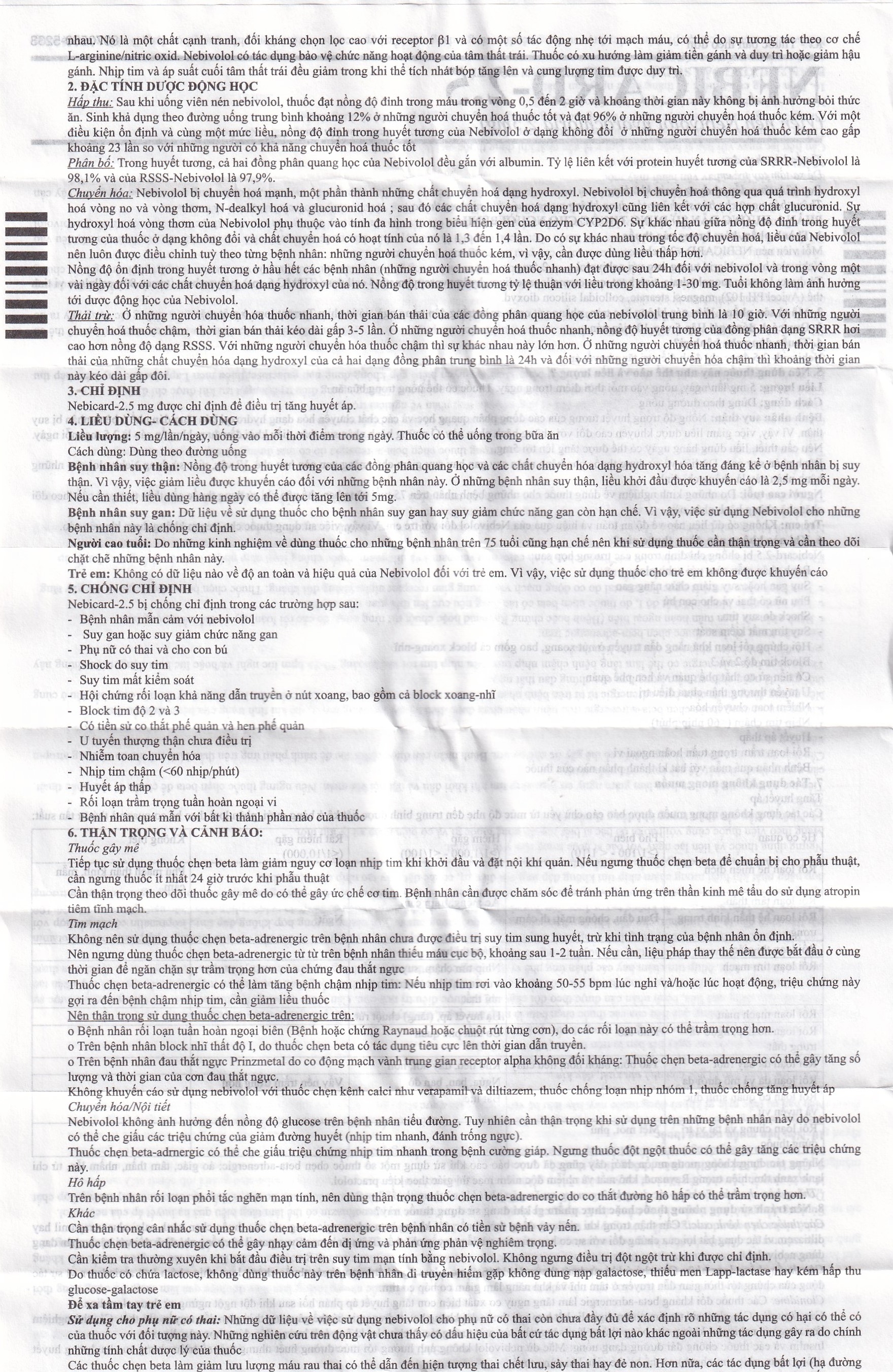 Hình ảnh Viên nén Nebicard 2.5 Torrent điều trị tăng huyết áp (5 vỉ x 10 viên)