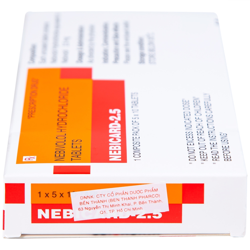 Hình ảnh Viên nén Nebicard 2.5 Torrent điều trị tăng huyết áp (5 vỉ x 10 viên)