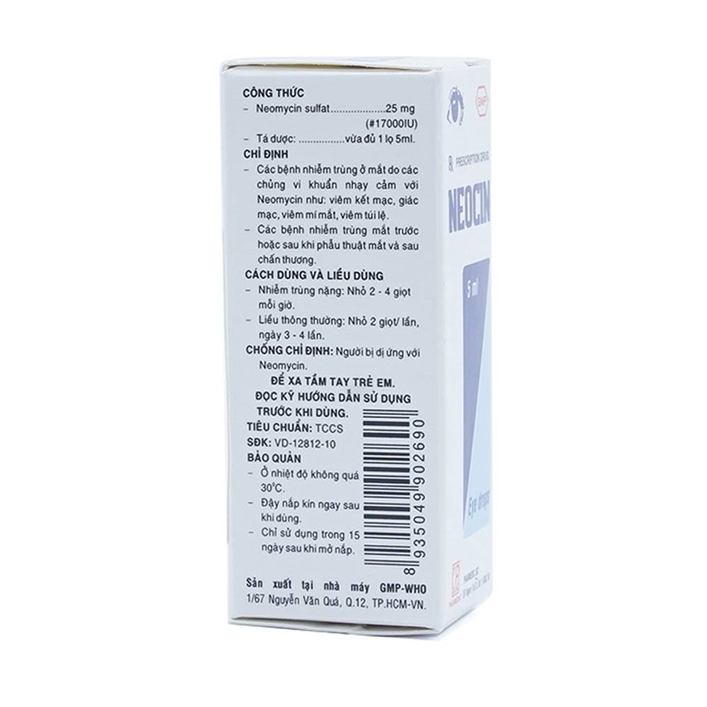 Hình ảnh Thuốc nhỏ mắt Neocin Pharmedic điều trị viêm kết mạc, giác mạc (5ml)