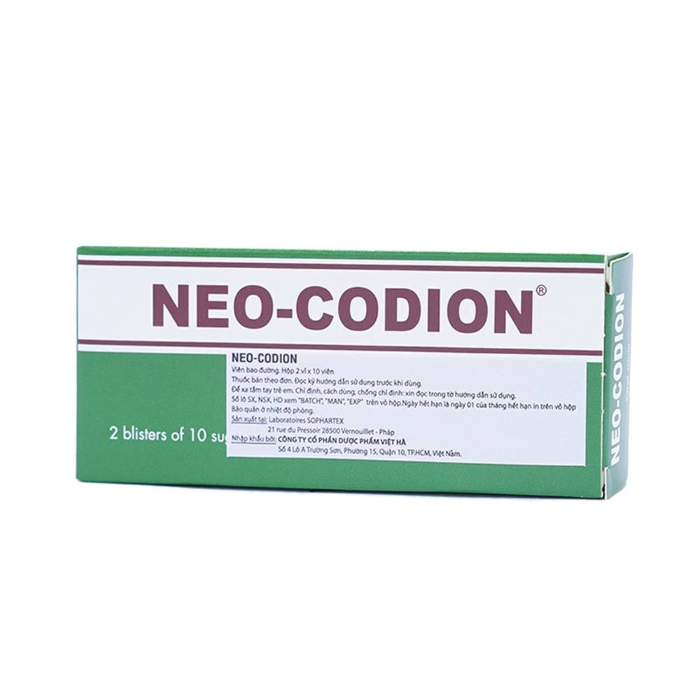 Hình ảnh Viên nén Neo-Codion Bouchara điều trị triệu chứng ho khan (2 vỉ x 10 viên)