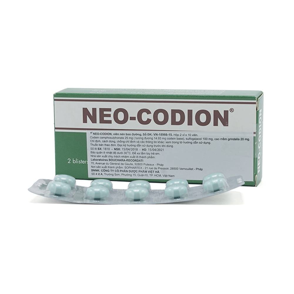 Hình ảnh Viên nén Neo-Codion Bouchara điều trị triệu chứng ho khan (2 vỉ x 10 viên)