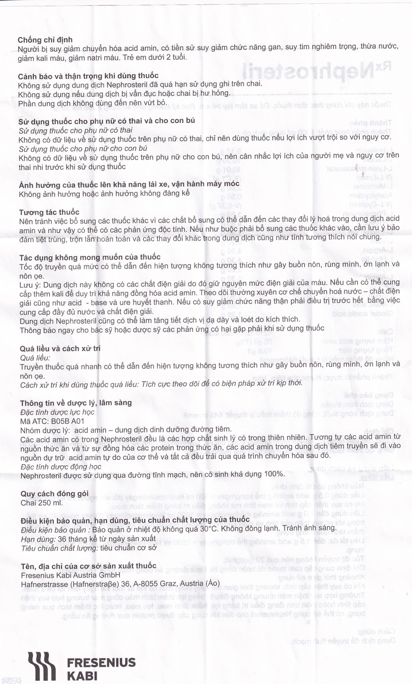 Hình ảnh Dịch truyền Nephrosteril Fresenius Kabi điều trị suy thận cấp và mãn tính (250ml)