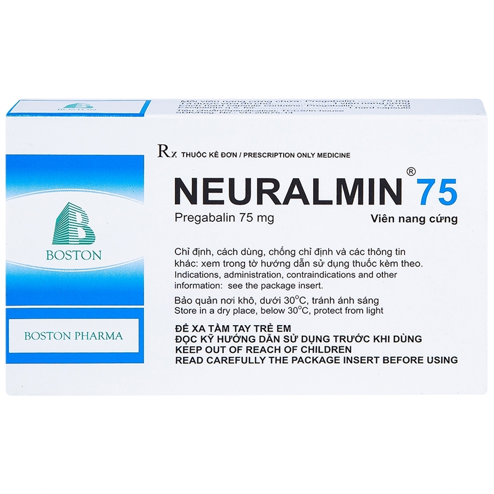 Hình ảnh Viên nang cứng Neuralmin 75 Boston Pharma điều trị đau thần kinh, động kinh, rối loạn lo âu (2 vỉ x 14 viên)