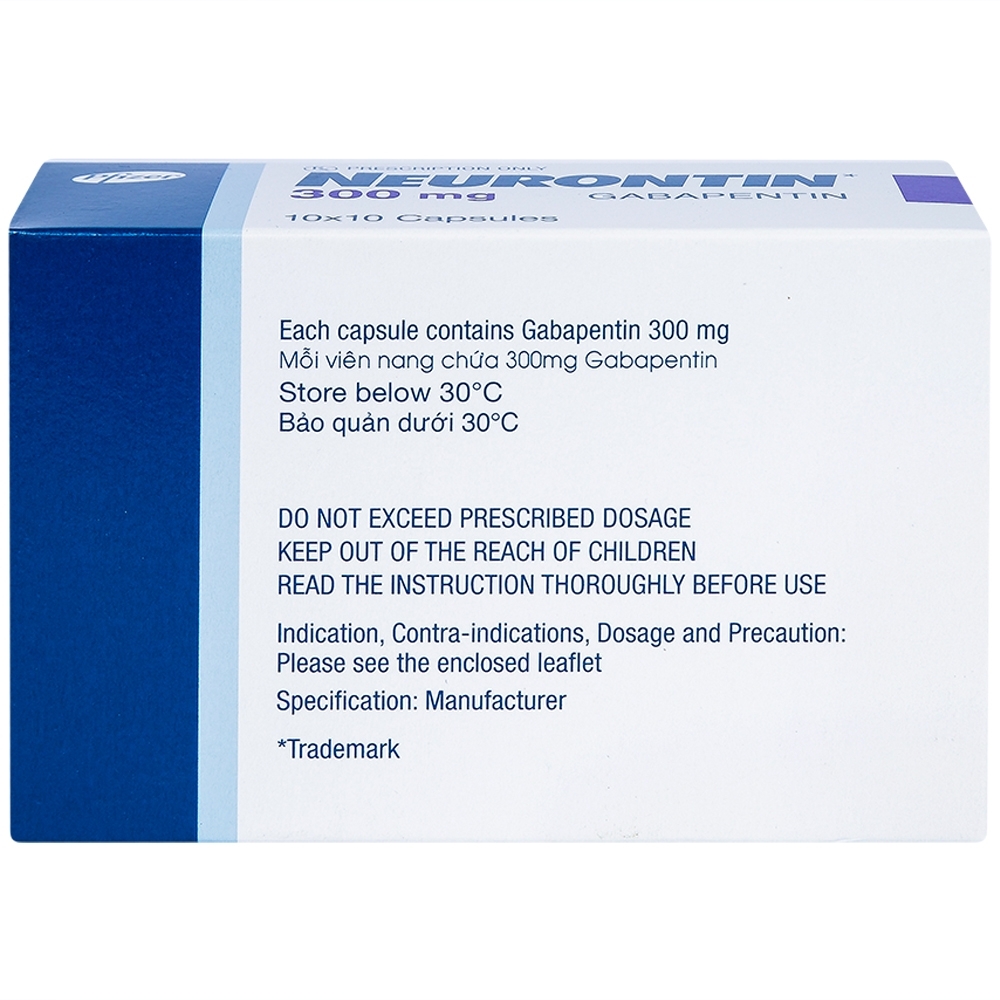 Hình ảnh Viên nang cứng Neurontin 300mg Pfizer điều trị hỗ trợ trong động kinh cục bộ (10 vỉ x 10 viên)