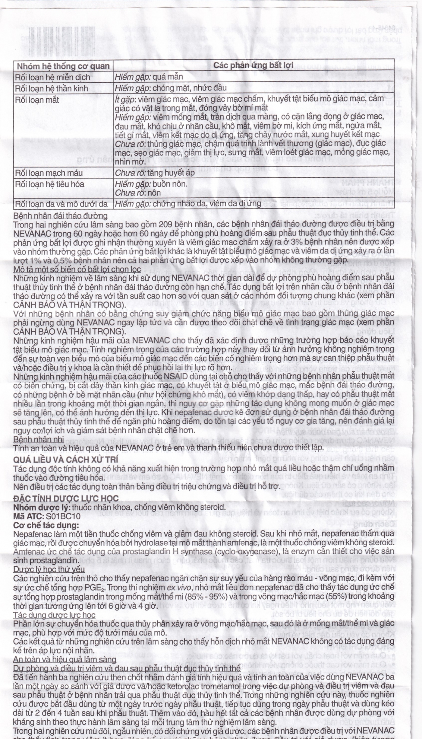 Hình ảnh Thuốc nhỏ mắt Nevanac Alcon điều trị viêm, đau sau phẫu thuật đục thủy tinh thể (5ml)