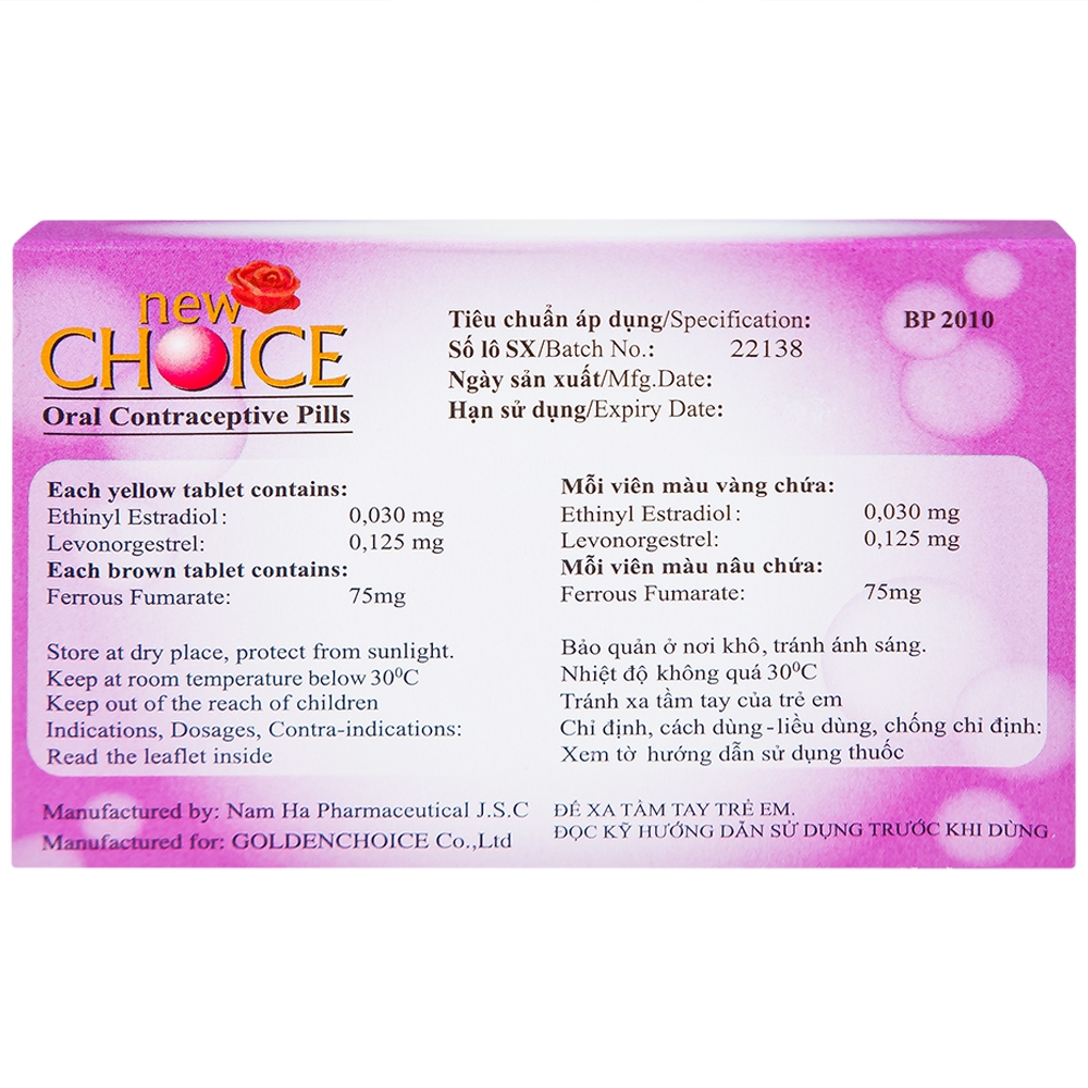 Hình ảnh Thuốc Newchoice Nam Hà dùng để tránh thai (25 vỉ x 28 viên)