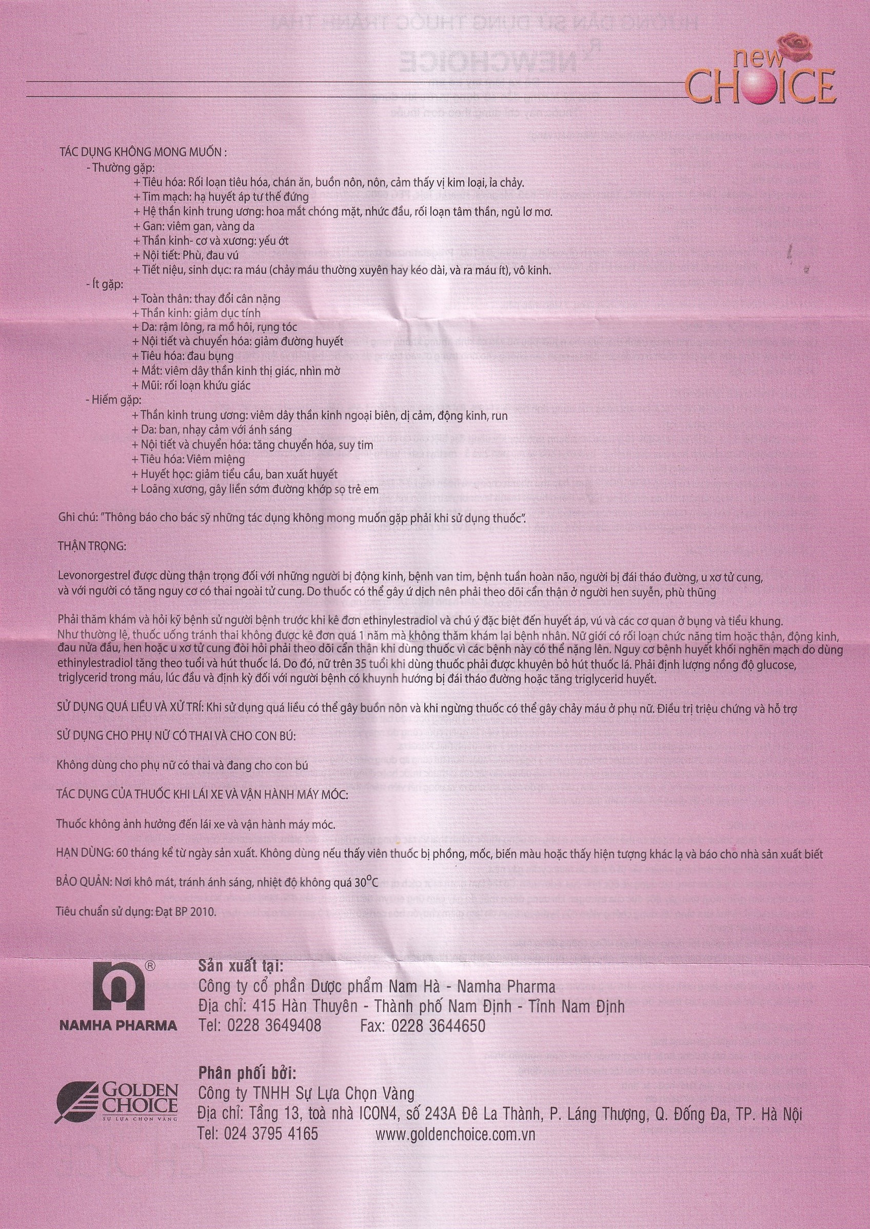 Hình ảnh Thuốc Newchoice Nam Hà dùng để tránh thai (25 vỉ x 28 viên)