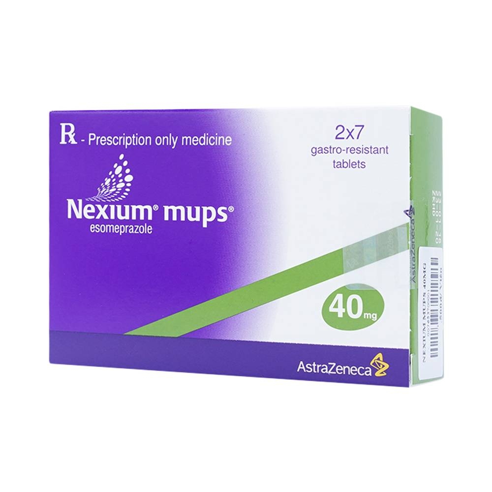 Hình ảnh Viên nén Nexium Mups 40mg AstraZeneca điều trị trào ngược dạ dày - thực quản, loét dạ dày (2 vỉ x 7 viên)