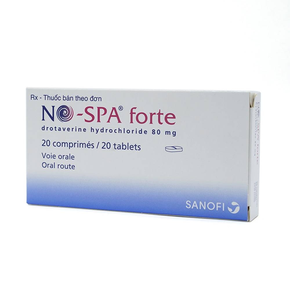 Hình ảnh Thuốc No-Spa Forte 80mg Sanofi điều trị co thắt cơ trơn, sỏi túi mật, sỏi ống mật (2 vỉ x 10 viên)