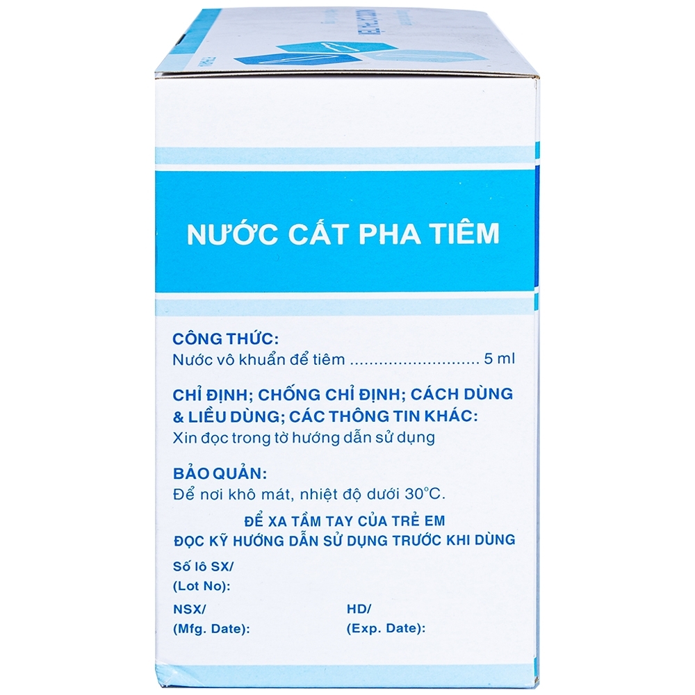 Hình ảnh Nước cất pha tiêm Dược 3-2 hòa tan, pha loãng các chế phẩm thuốc (10 vỉ x 10 ống x 5ml)