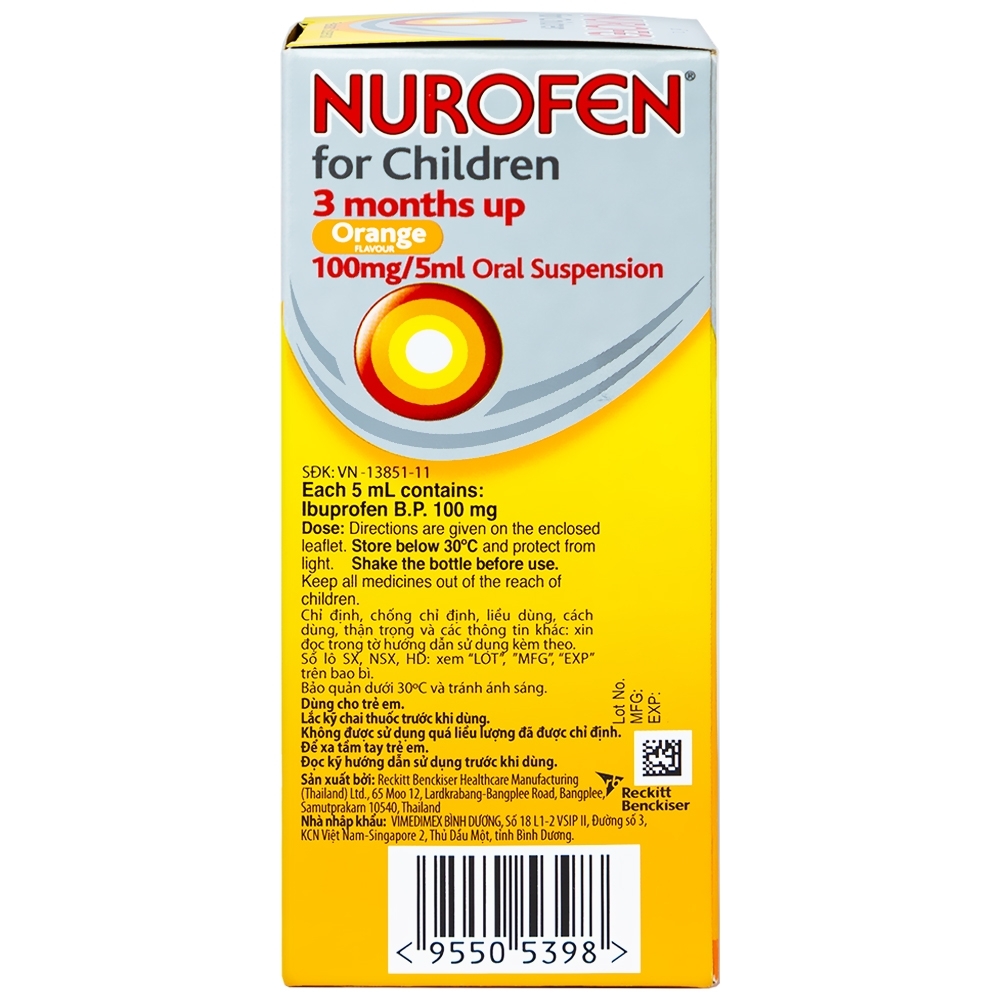 Hình ảnh Hỗn dịch uống Nurofen for children hạ sốt, giảm đau răng, đau tai, đau họng (60ml)