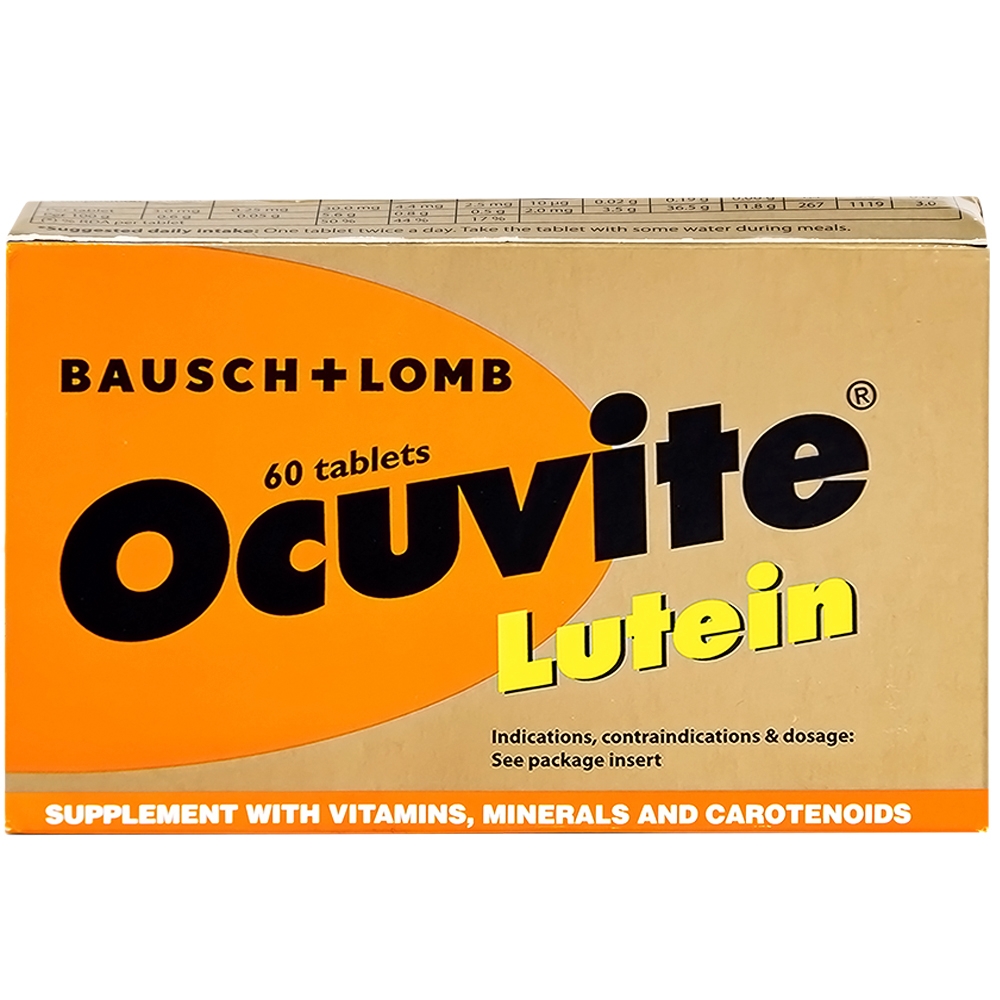Hình ảnh Viên nén Ocuvite Lutein Bausch & Lomb hỗ trợ tăng cường thị lực (3 vỉ x 20 viên)