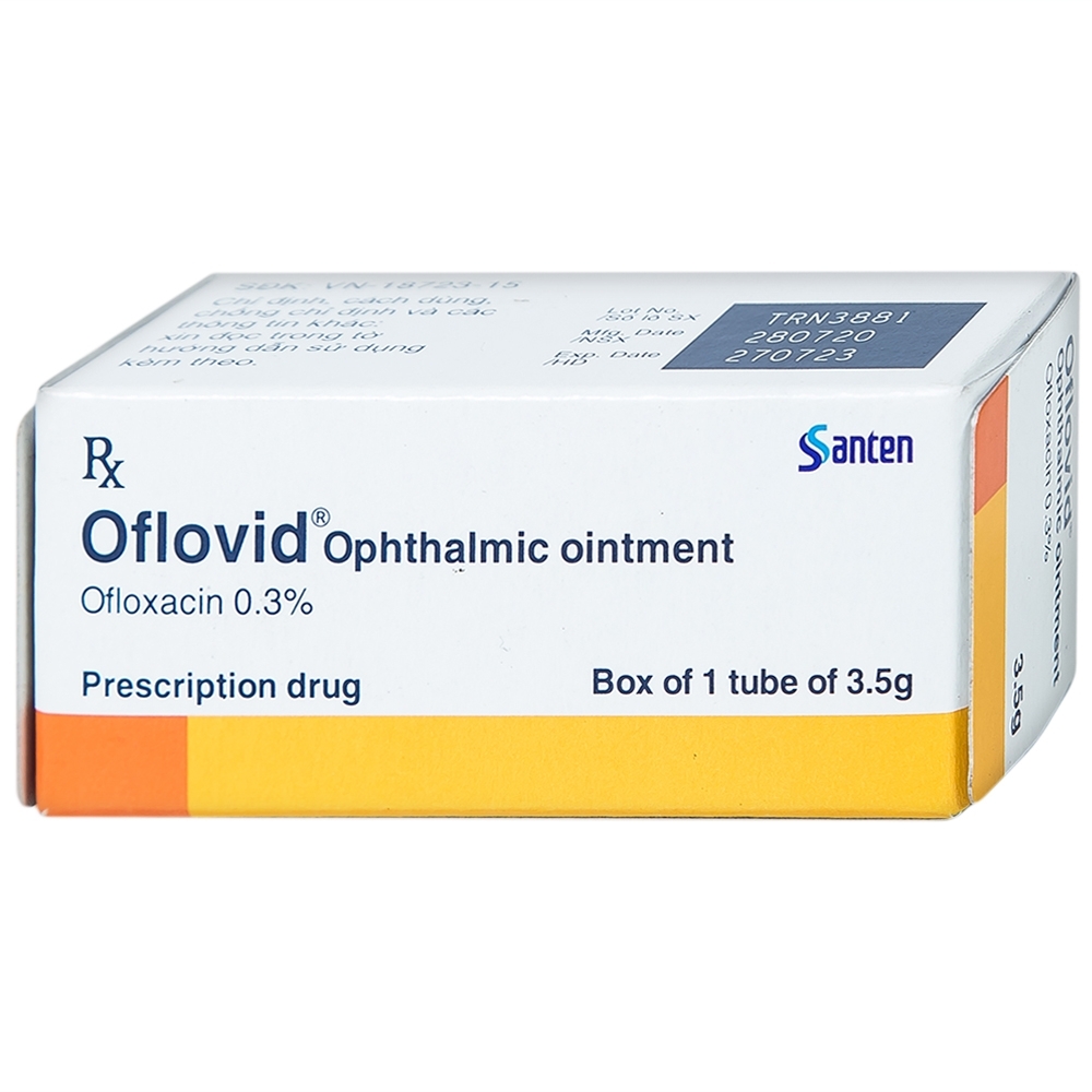 Hình ảnh Thuốc mỡ tra mắt Oflovid Ophthalmic ointment Santen điều trị viêm bờ mi, viêm túi lệ, lẹo (3.5g)