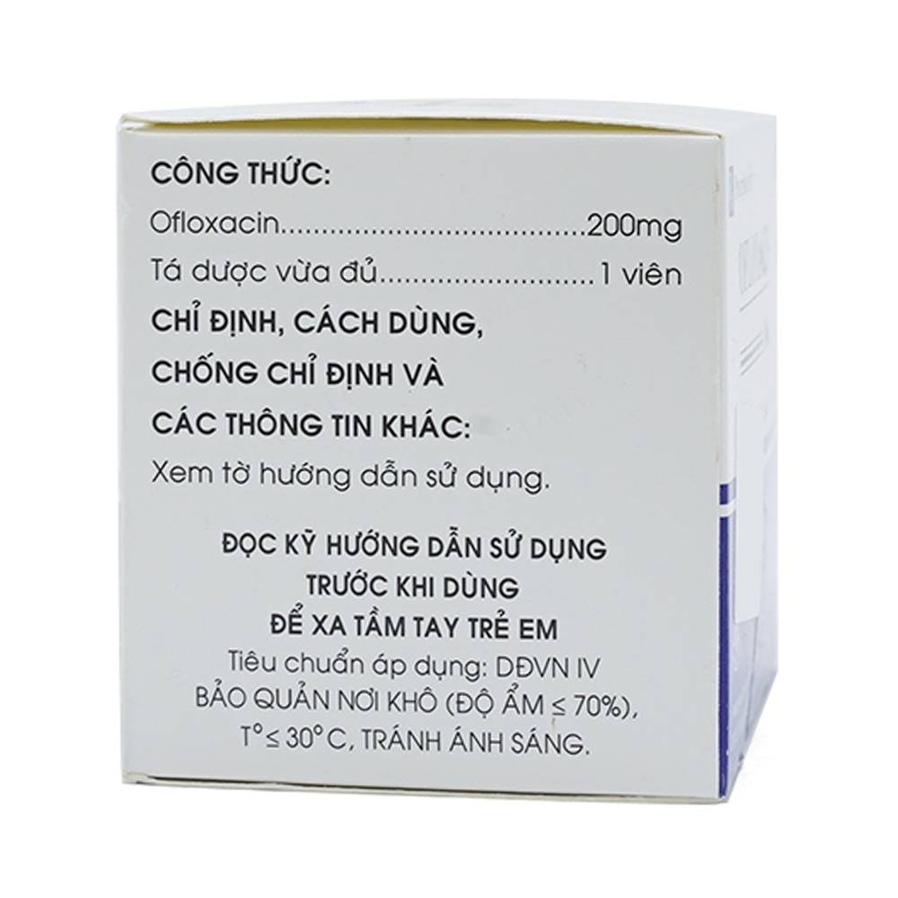 Hình ảnh Thuốc Ofloxacin 200mg Mekophar điều trị nhiễm khuẩn (10 vỉ x 10 viên)