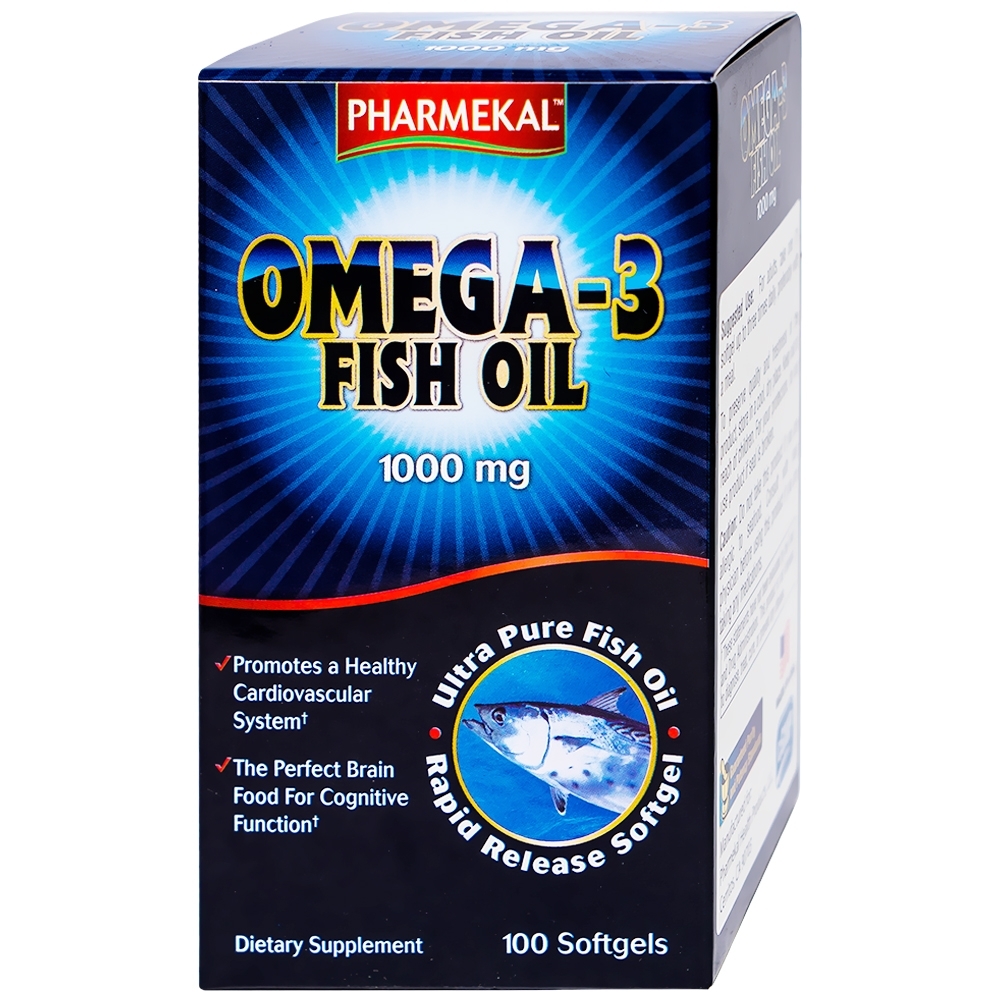 Hình ảnh Viên uống Omega-3 Fish Oil 1000mg Pharmekal tăng cường sức khỏe cho hệ tim mạch, giúp bổ mắt (100 viên)