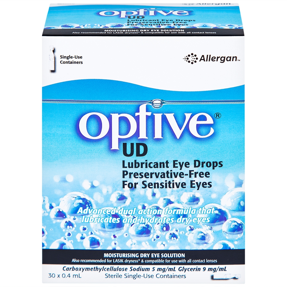 Hình ảnh Thuốc nhỏ mắt Optive UD Allergan làm trơn mắt, giảm triệu chứng khô mắt (30 ống x 0.4ml)
