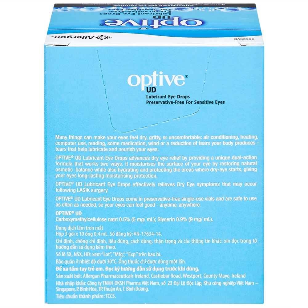 Hình ảnh Thuốc nhỏ mắt Optive UD Allergan làm trơn mắt, giảm triệu chứng khô mắt (30 ống x 0.4ml)