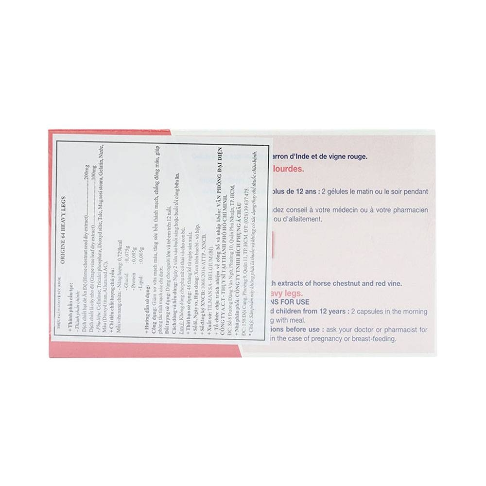 Hình ảnh Viên uống Origine 64 Tilman giảm xơ vữa mạch máu, tăng sức bền thành mạch (2 vỉ x 14 viên)