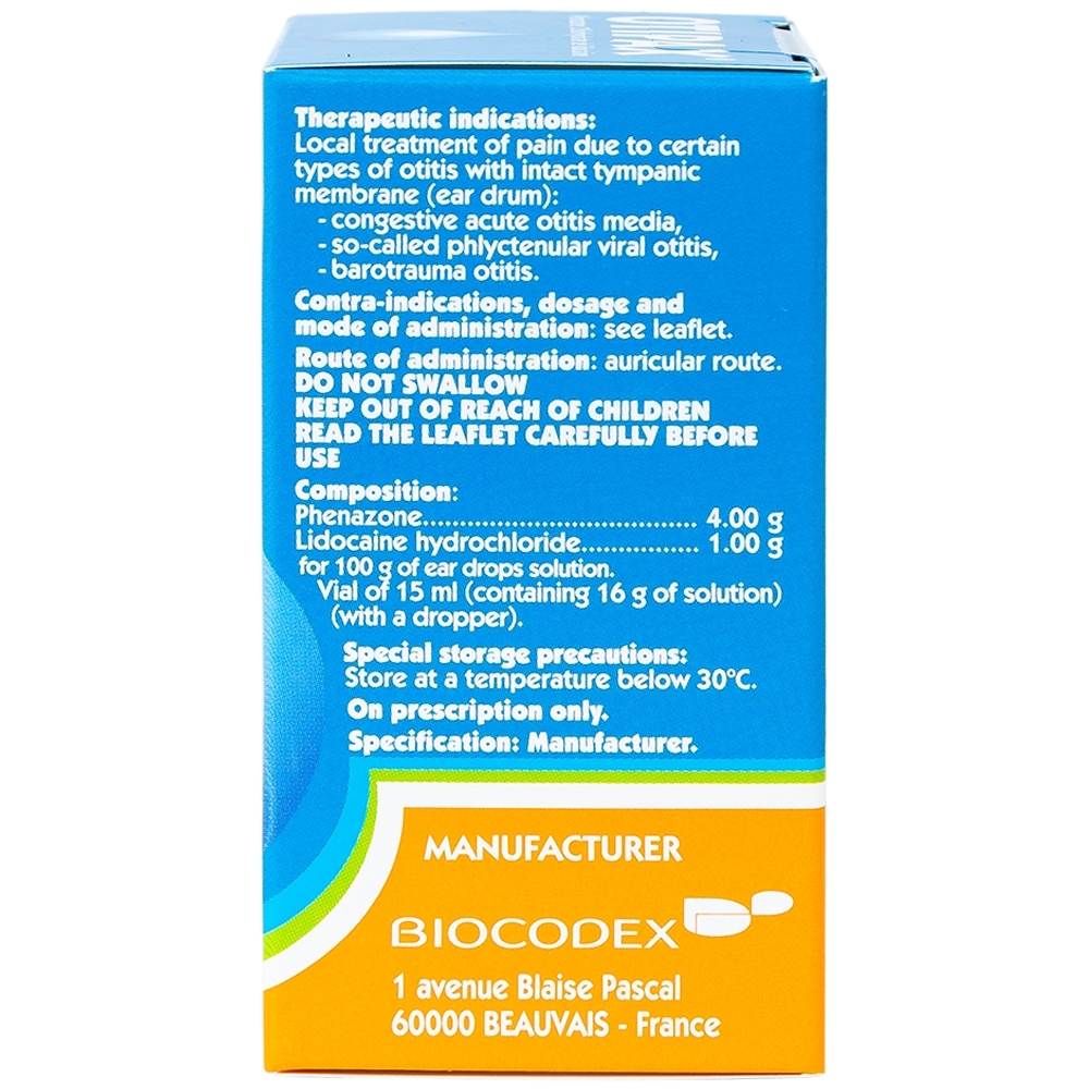 Hình ảnh Thuốc nhỏ tai Otipax Biocodex điều trị đau do viêm tai (15ml)