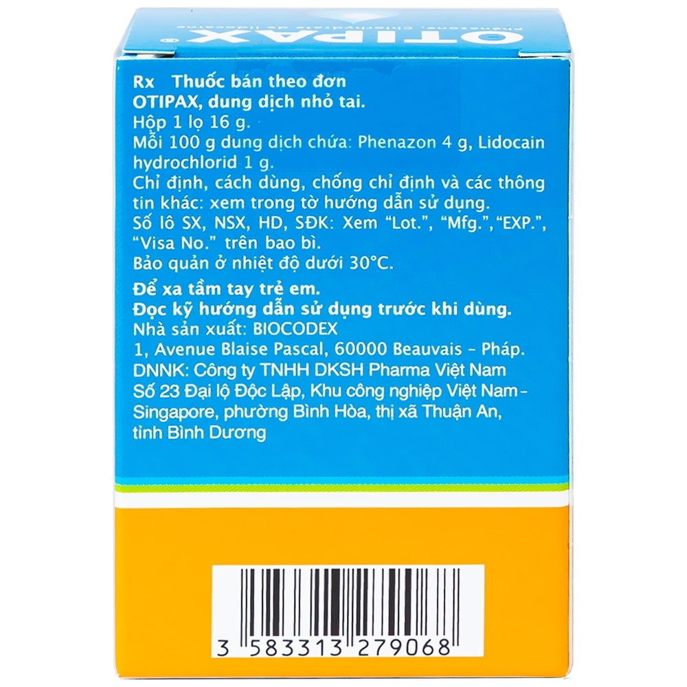 Hình ảnh Thuốc nhỏ tai Otipax Biocodex điều trị đau do viêm tai (15ml)