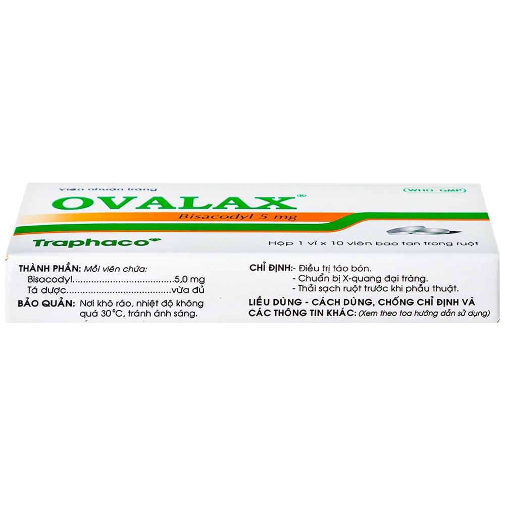 Hình ảnh Viên nhuận tràng Ovalax 5mg Traphaco điều trị táo bón, làm sạch ruột (1 vỉ x 10 viên)
