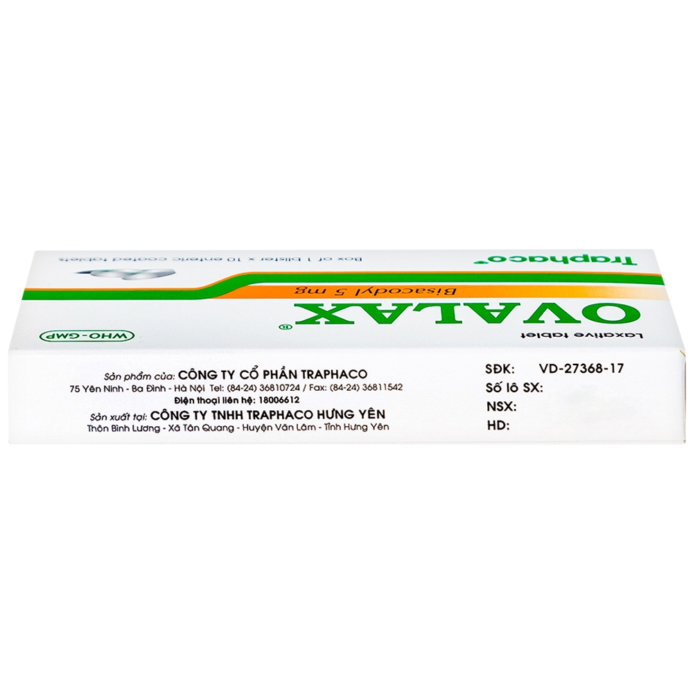 Hình ảnh Viên nhuận tràng Ovalax 5mg Traphaco điều trị táo bón, làm sạch ruột (1 vỉ x 10 viên)