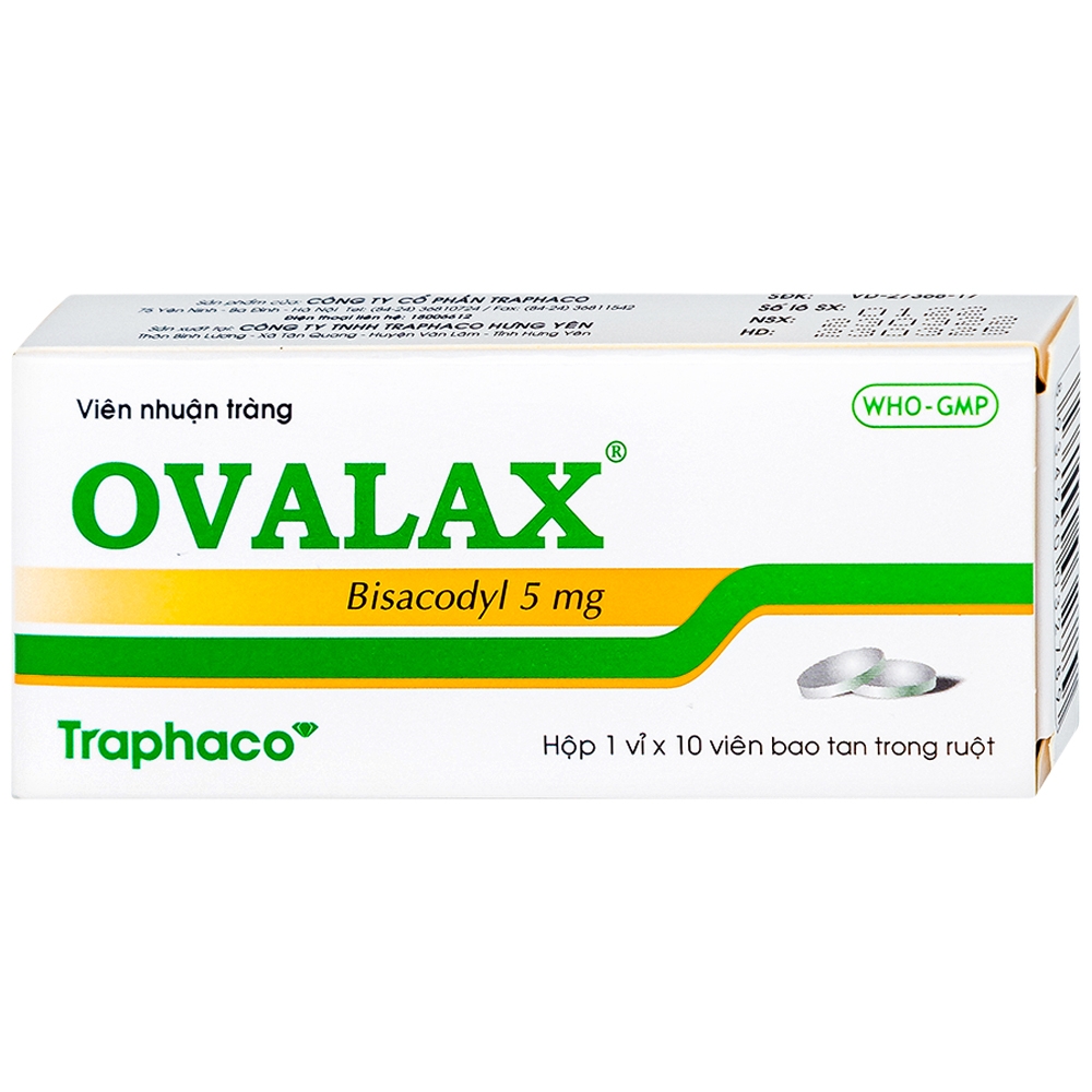 Hình ảnh Viên nhuận tràng Ovalax 5mg Traphaco điều trị táo bón, làm sạch ruột (1 vỉ x 10 viên)