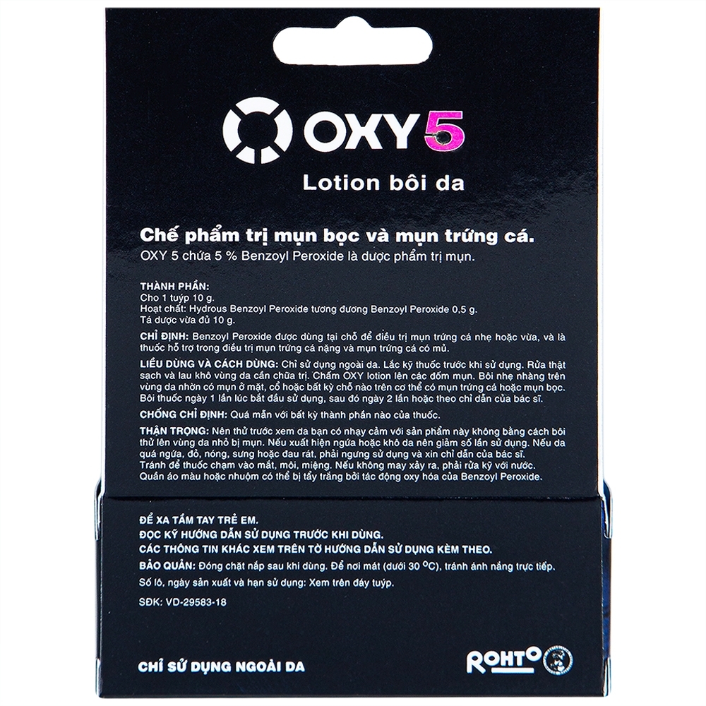 Hình ảnh Lotion bôi da Oxy5 Rohto điều trị mụn bọc và mụn trứng cá (10g)
