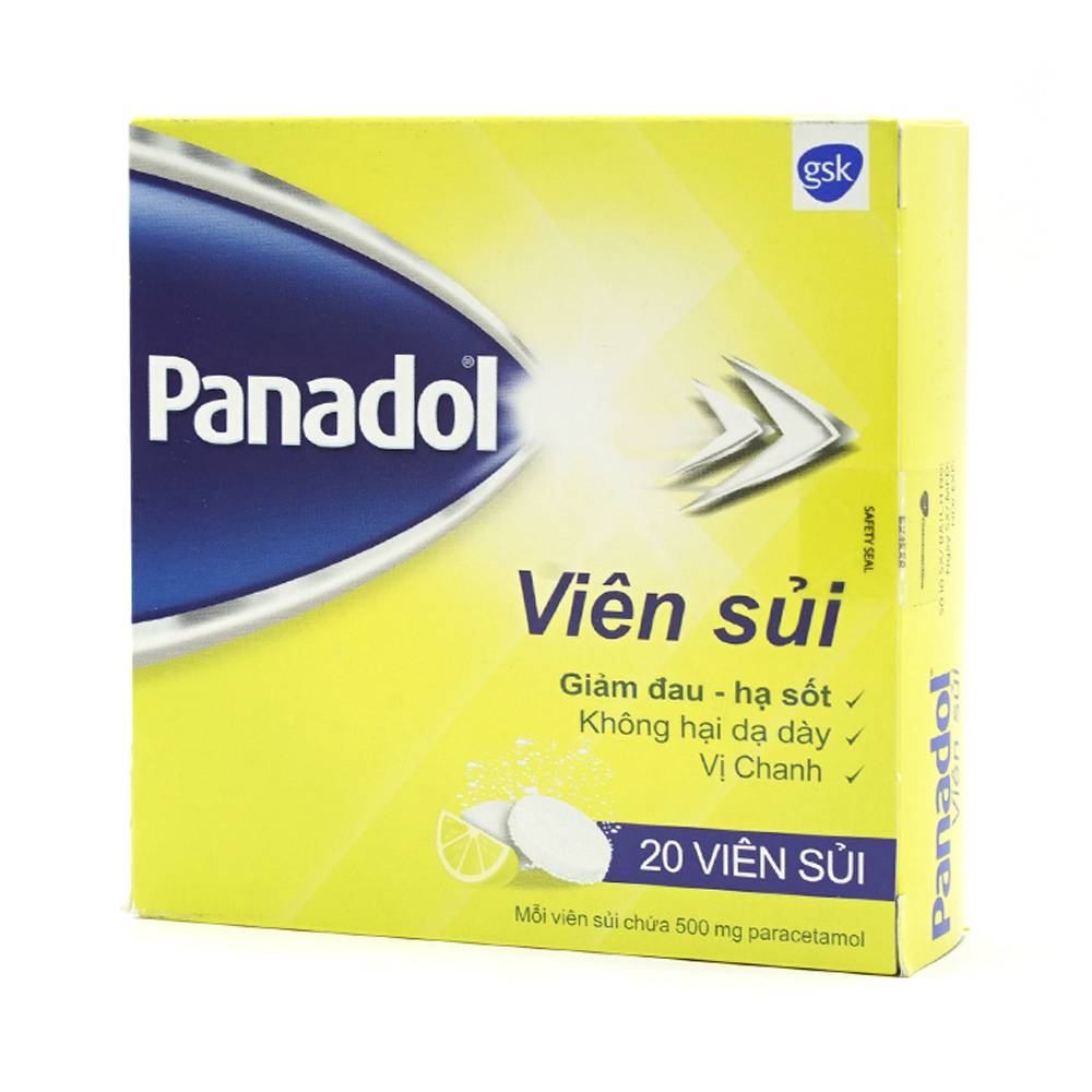 Hình ảnh Viên sủi Panadol 500mg GSK vị chanh - giảm đau, hạ sốt, không hại dạ dày (5 vỉ x 4 viên)