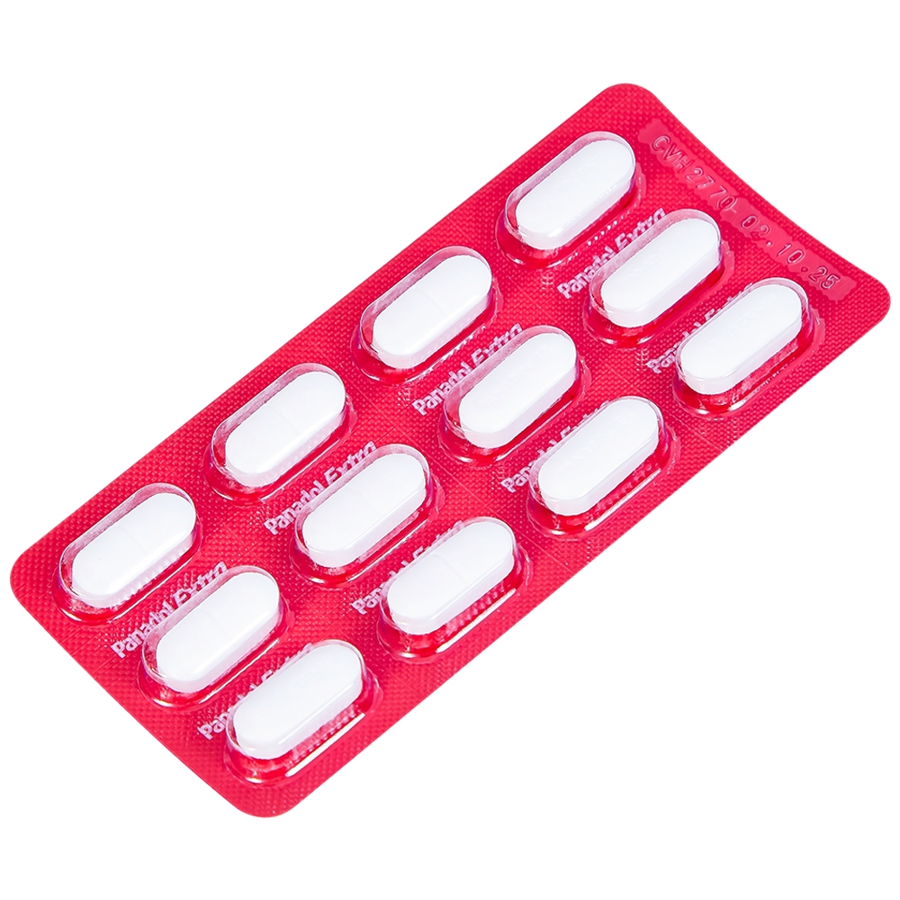 Hình ảnh Viên nén Panadol Extra đỏ GSK giảm mạnh các cơn đau, hạ sốt, điều trị đau đầu, đau lưng (15 vỉ x 12 viên) 