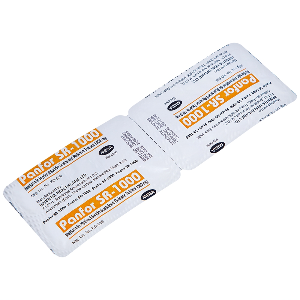 Hình ảnh Viên nén Panfor SR-1000 MEGA We Care điều trị bệnh đái tháo đường típ 2 (5 vỉ x 20 viên)