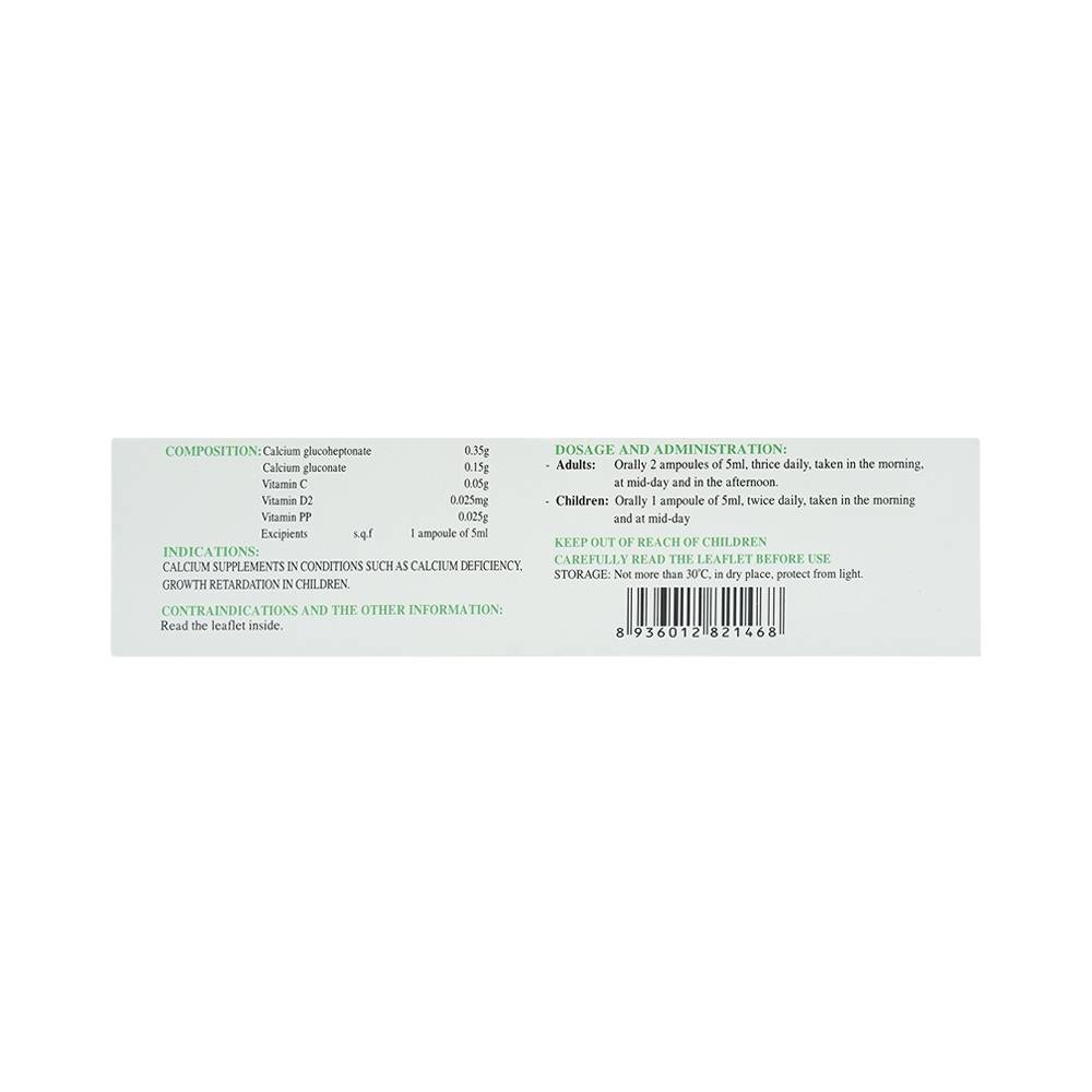 Hình ảnh Dung dịch uống Pecaldex Nadyphar bổ sung canxi cho trẻ em chậm lớn (18 ống)