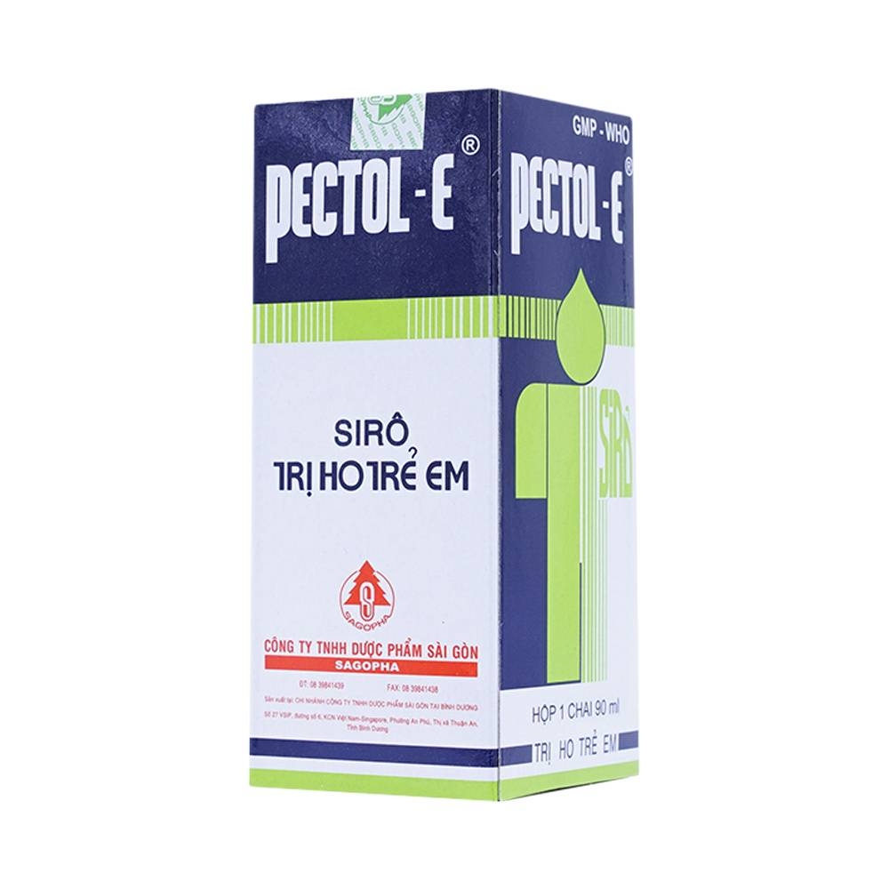 Hình ảnh Siro trị ho trẻ em Pectol-E Sagopha điều trị ho, viêm phế quản, suyễn, cảm, sổ mũi (90ml)