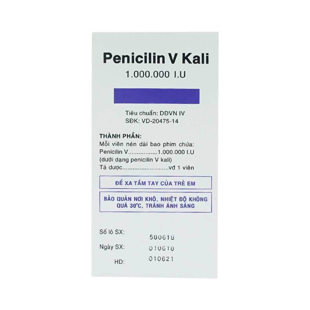 Hình ảnh Thuốc Penicilin V Kali 1.000.000 I.U Vidipha điều trị và dự phòng các chứng nhiễm khuẩn (10 vỉ x 10 viên)