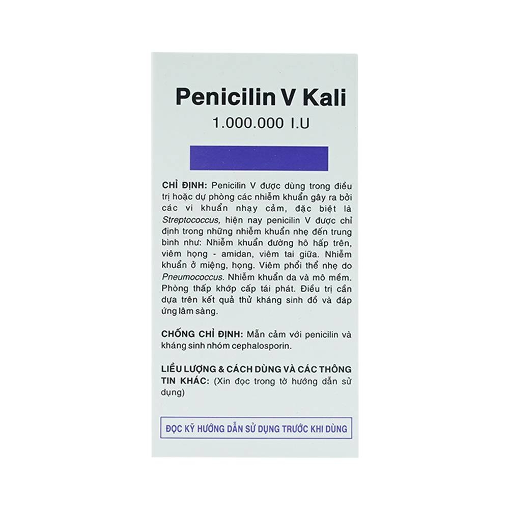 Hình ảnh Thuốc Penicilin V Kali 1.000.000 I.U Vidipha điều trị và dự phòng các chứng nhiễm khuẩn (10 vỉ x 10 viên)