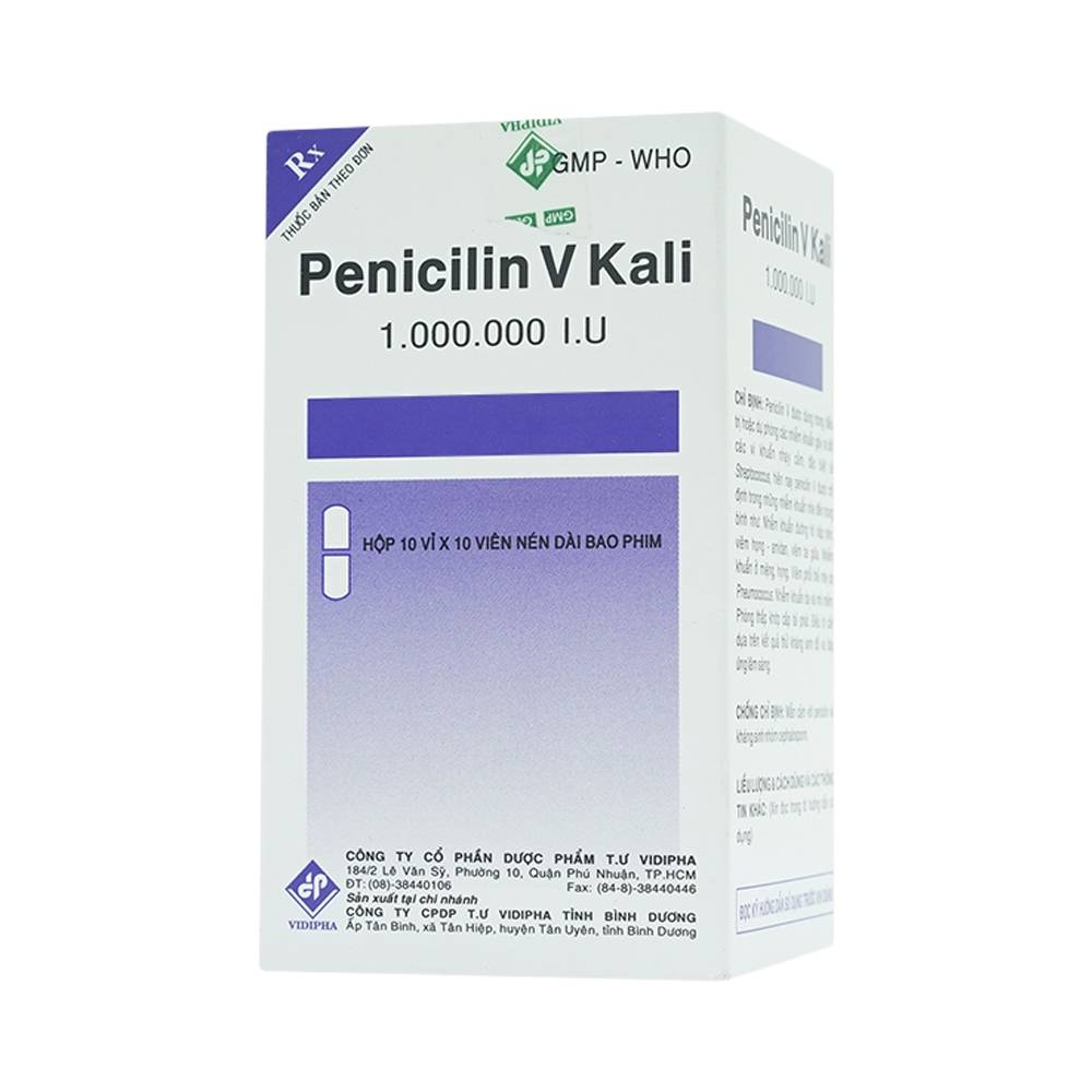 Hình ảnh Thuốc Penicilin V Kali 1.000.000 I.U Vidipha điều trị và dự phòng các chứng nhiễm khuẩn (10 vỉ x 10 viên)