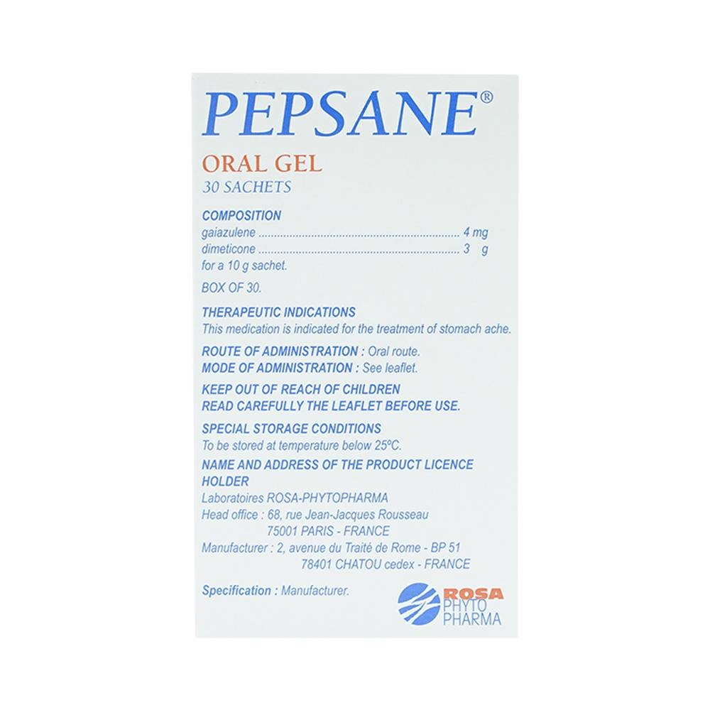 Hình ảnh Gel uống Pepsane Rosa Phyto Pharma điều trị triệu chứng đau dạ dày (30 gói)