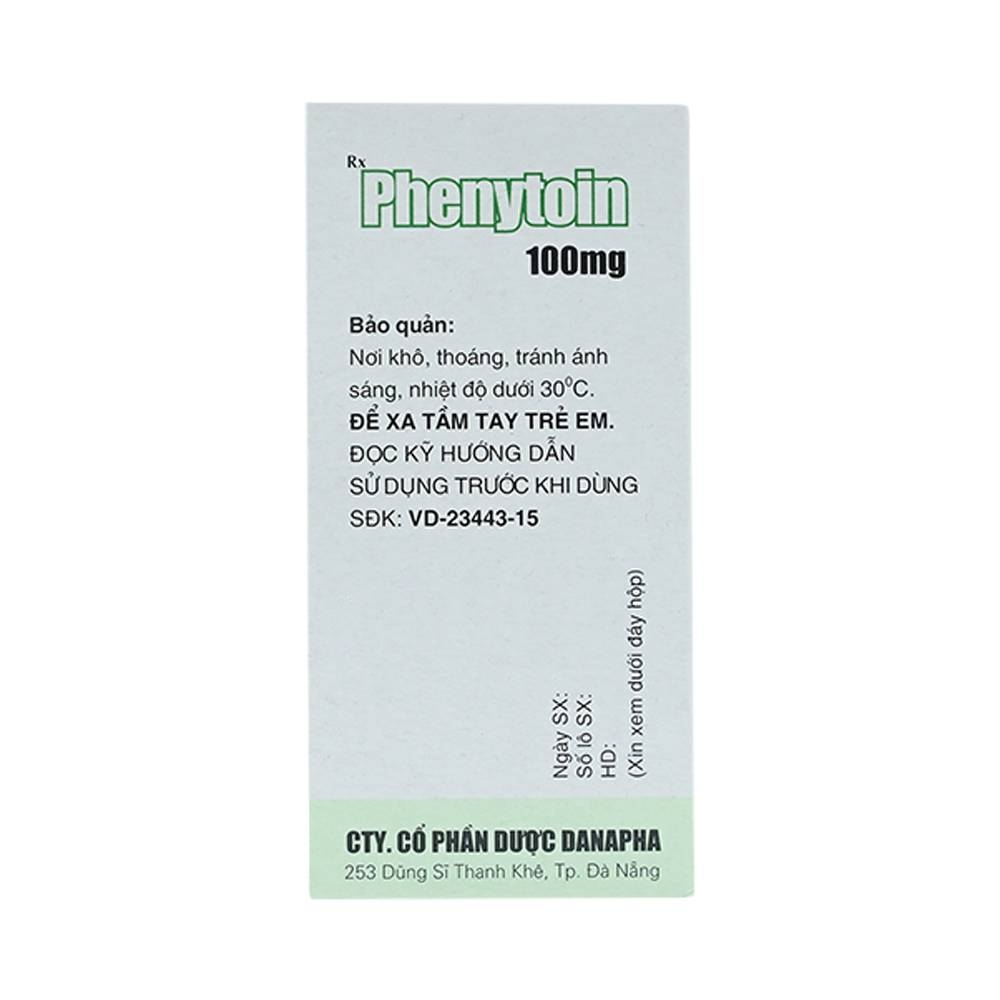 Hình ảnh Viên nén Phenytoin 100mg Danapha điều trị động kinh cơn lớn, động kinh cục bộ (100 viên)