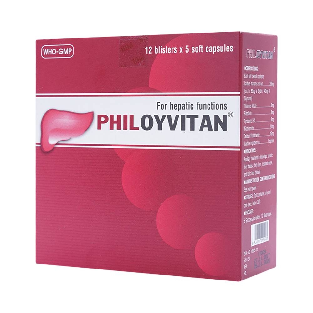 Hình ảnh Viên nang mềm Philoyvitan Phil Inter Pharma điều trị hỗ trợ các bệnh gan mạn tính (12 vỉ x 5 viên)