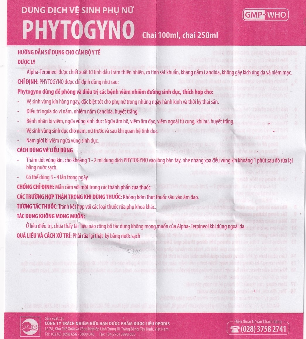 Hình ảnh Dung dịch vệ sinh phụ nữ Phytogyno Opodis Pharma điều trị viêm nhiễm đường sinh dục (100ml)
