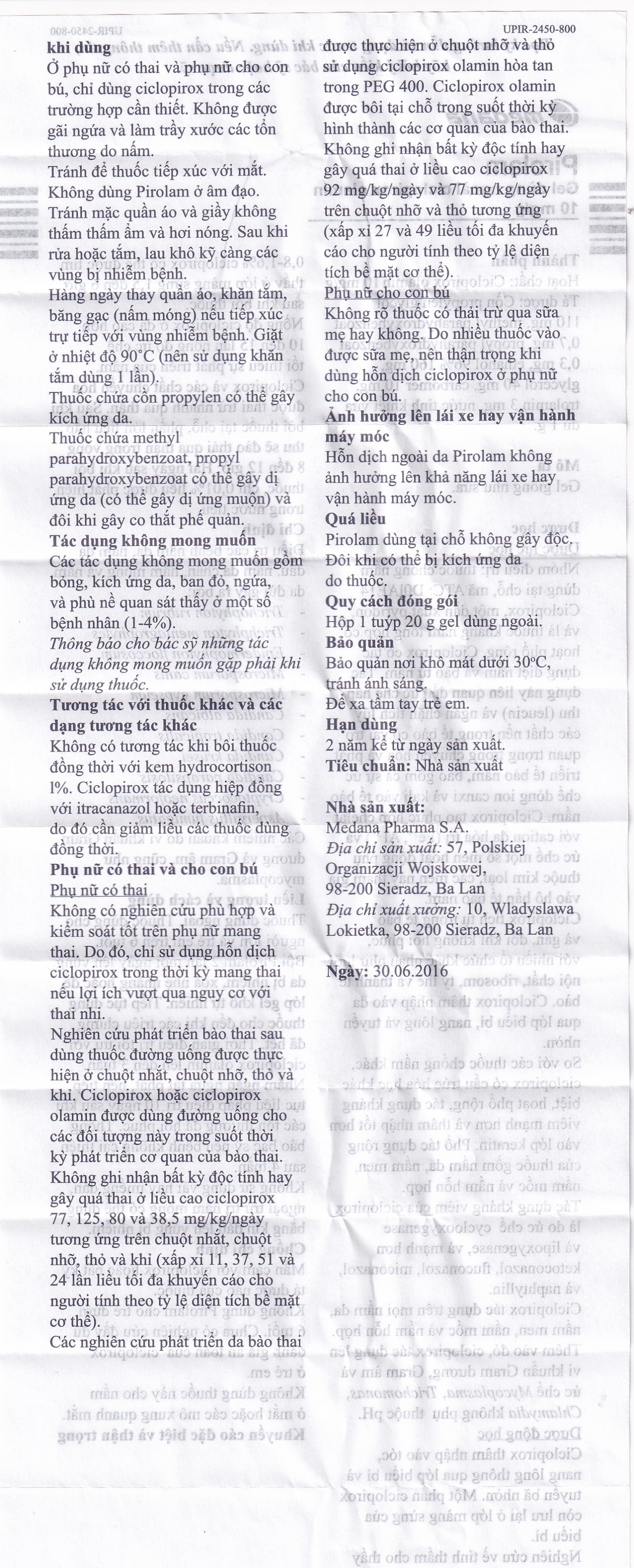 Hình ảnh Gel bôi da Pirolam Medana điều trị các bệnh nấm da, nấm da đầu, nấm da chân (20g)