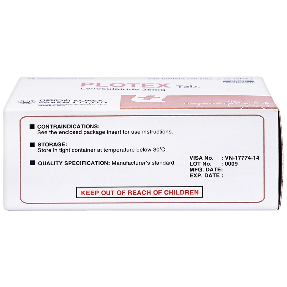 Hình ảnh Thuốc Plotex 25mg Union Korea Pharm điều trị bệnh tâm thần phân liệt (10 vỉ x 10 viên)